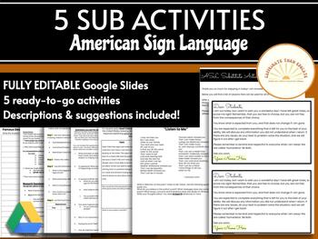 Preview of 5 Substitute Activities - ASL & Deaf Culture