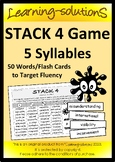 Preview of 5 Syllable Words Game - STACK 4 - 50 Word Board + 50 Flash Cards DECONSTRUCTION
