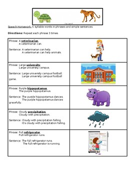 Preview of 5-Syllable Words in Phrases & Simple Sentences