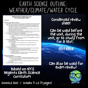 Preview of 5 TOPIC OUTLINE: WEATHER AND CLIMATE