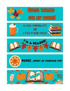 Preview of 5 Thanksgiving Bookmarks 300 dpi (also great for the fall season)