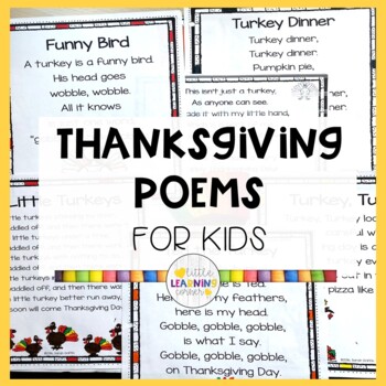5 Thanksgiving Poems for Kids - Bundle by Little Learning Corner