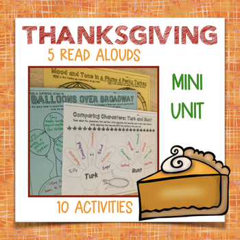 Preview of 5 Thanksgiving Read Alouds & 10 Activities/Graphic Organizers, CC-Aligned