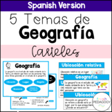 5 Themes of Geography Bulletin Board Posters in Spanish