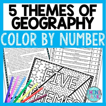 Preview of 5 Themes of Geography Color by Number, Reading Passage and Text Marking