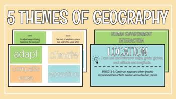 Preview of 5 Themes of Geography Learning Target/Word Wall Posters