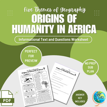 Preview of 5 Themes of Geography- Origins of Humanity in Africa Worksheet, Sub Plan/Preview