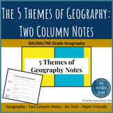 5 Themes of Geography: Two Column Notes