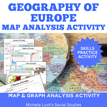 Preview of 5 Themes of Geography for Europe Map & Data Analysis Activity