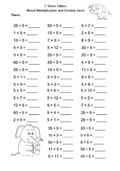 5 times tables maths facts worksheets distance learning by teacher in the c21