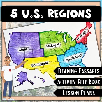 Preview of 5 U.S. Regions Complete Unit: Reading Passages, Flip Book, Lesson Plans & More!