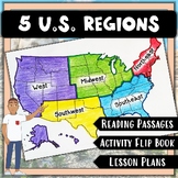 5 U.S. Regions Complete Unit: Reading Passages, Flip Book,
