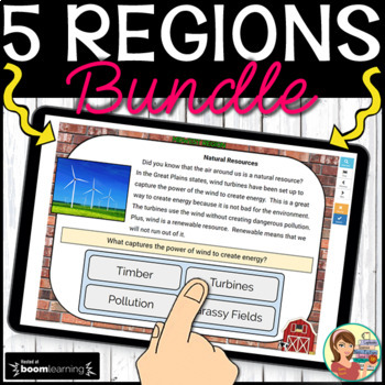 Preview of 5 U.S. Regions Digital Boom Cards BUNDLE