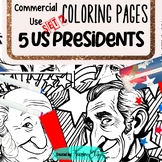 US Presidents of the United States  5 Coloring Pages Set 2