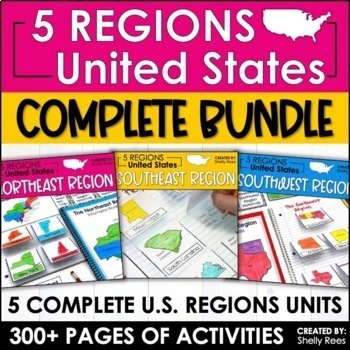 Preview of Regions of the United States Worksheets Maps & Activities 5 US Regions
