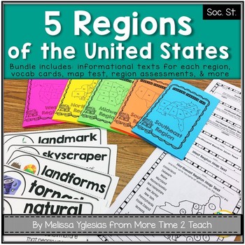 Preview of Regions of the United States Bundle: Info. Text Booklet, Vocab. Cards & Assess