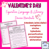 5 Valentine's Day Figurative Language Handouts - Literary 