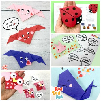 Preview of 5 Valentine's Paper Folding Projects - Origami Cards & Bookmarks - Make & Learn