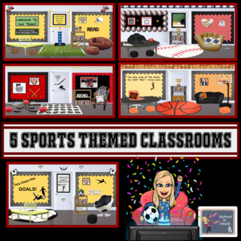 Preview of 5 Virtual Classrooms- Sports Theme Templates