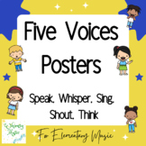 5 Voices Posters for Elementary Music: Speak, Whisper, Sin