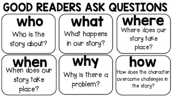 Preview of 5 W's Anchor Chart- B&W