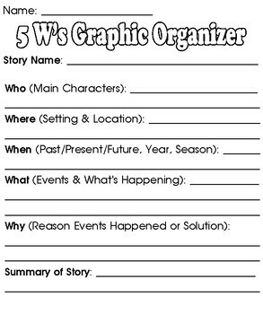 Using a 5 W's Graphic Organizer Chart