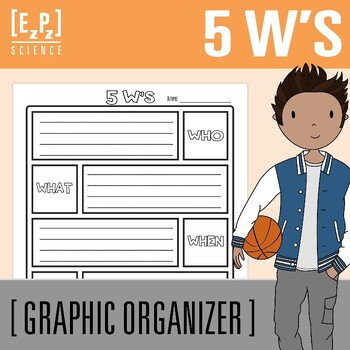 Preview of 5 W's Graphic Organizer (Who, What, Where, When and Why) Template