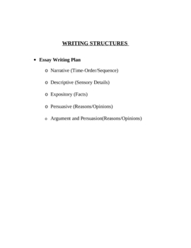 Preview of 5 WRITING STRUCTURES, WRITING PATTERNS AND ACTIVITIES