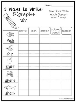 5 ways to write digraphs worksheets 10 pages kindergarten 1st grade ela