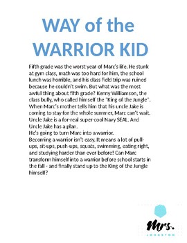Preview of 5-Week Lesson Plans: Way of the Warrior Kid Activities and Discussion Questions