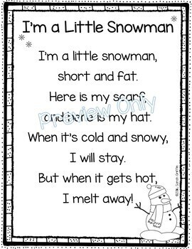 5 Winter Poems for Kids - Snowman by Sarah Griffin | TpT