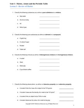 Preview of FREE! 5 Worksheet Bundle for Chemistry Unit (Matter, Atoms and Periodic Table)