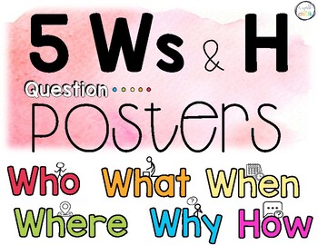 Preview of 5 Ws and H Question Posters | Who, What, When, Where, Why and How