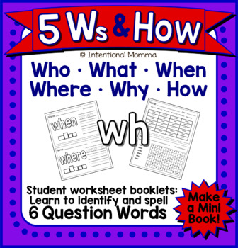 5 W's Anchor Chart- B&W by Kiger's Kinders