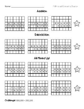 Preview of 5 and 6-Digit Addition and Subtraction Practice