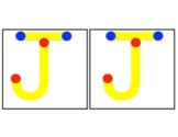 OT 5" boxes letter J tracing/copying with visual dot cues
