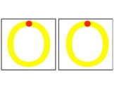 OT 5" boxes letter O tracing/copying with visual dot cues