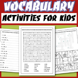 Vocabulary Activities: Word Search, Scramble, Missing Lett