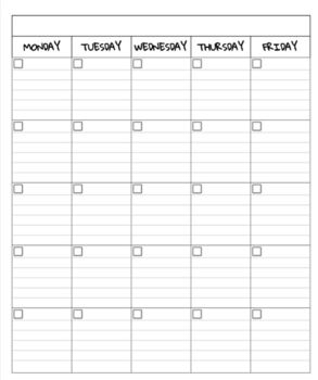 5 day monthly calendar by NICOLE BELLO-KOTZSCH | TpT