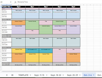 Preview of 5 day schedule planner