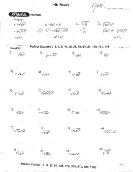 Preview of 5+ double sided Operations w Radical Expressions Rational Exponents Nth root