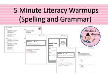 Preview of 5 minute Daily Literacy Warm Ups (Years2-4) - Spelling and Grammar Focus