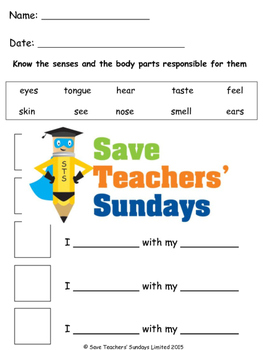 Preview of 5 senses / Five senses lesson plan and worksheets