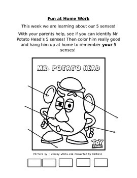 Preview of 5 senses Mr. Potato Head