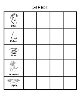 5 senses spinner game (French) by Christine Lamb | TPT