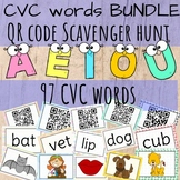 5 short vowels Bundle: 97 CVC words QR code Scavenger Hunt
