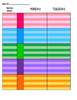 Preview of 5 subject Lesson Plan Template-colorful!!