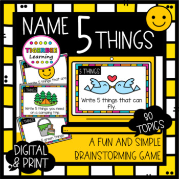 Preview of 5 things brainstorming game