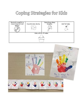 Preview of 5 ways for students to calm down hand print craft with printable cards
