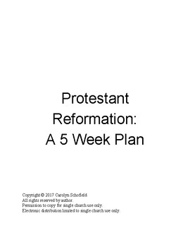 Preview of 5 week Reformation Lesson